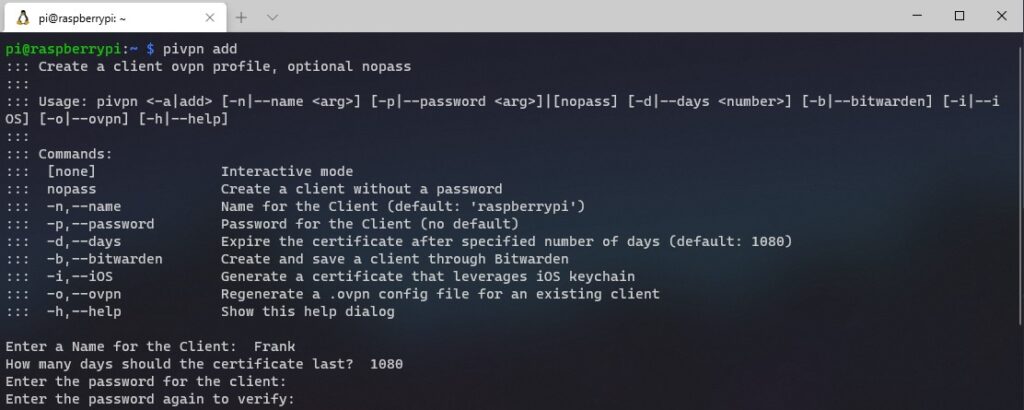 Et skærmbillede af en openvpn-computer.