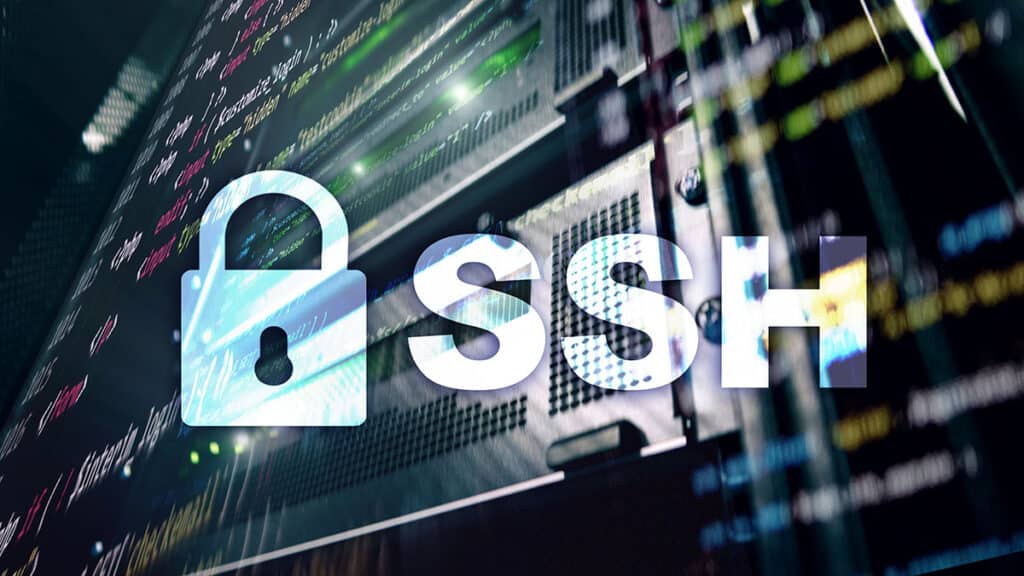 Et nærbillede af en computerserver, der kører OpenSSH.