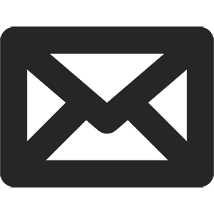 Ikon af en sort konvolut på en hvid baggrund, der symboliserer e-mail eller beskeder, der minder om den sømløse forbindelse, som Future Node forkæmper.